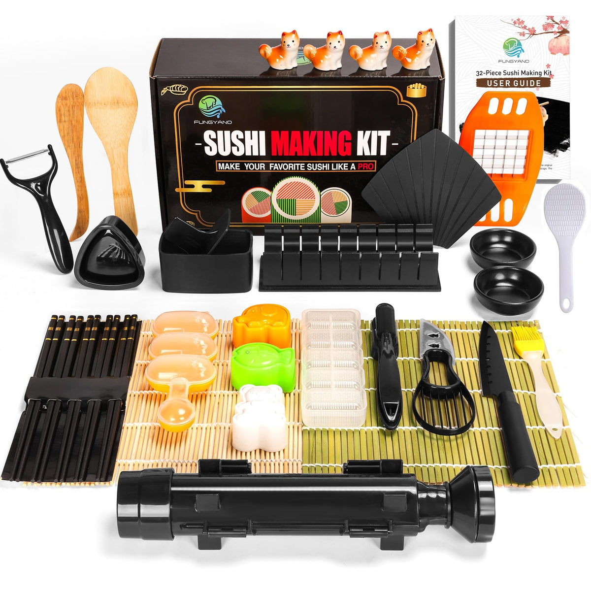 FUNGYAND bazooka roller for quick, even sushi rolls at home.