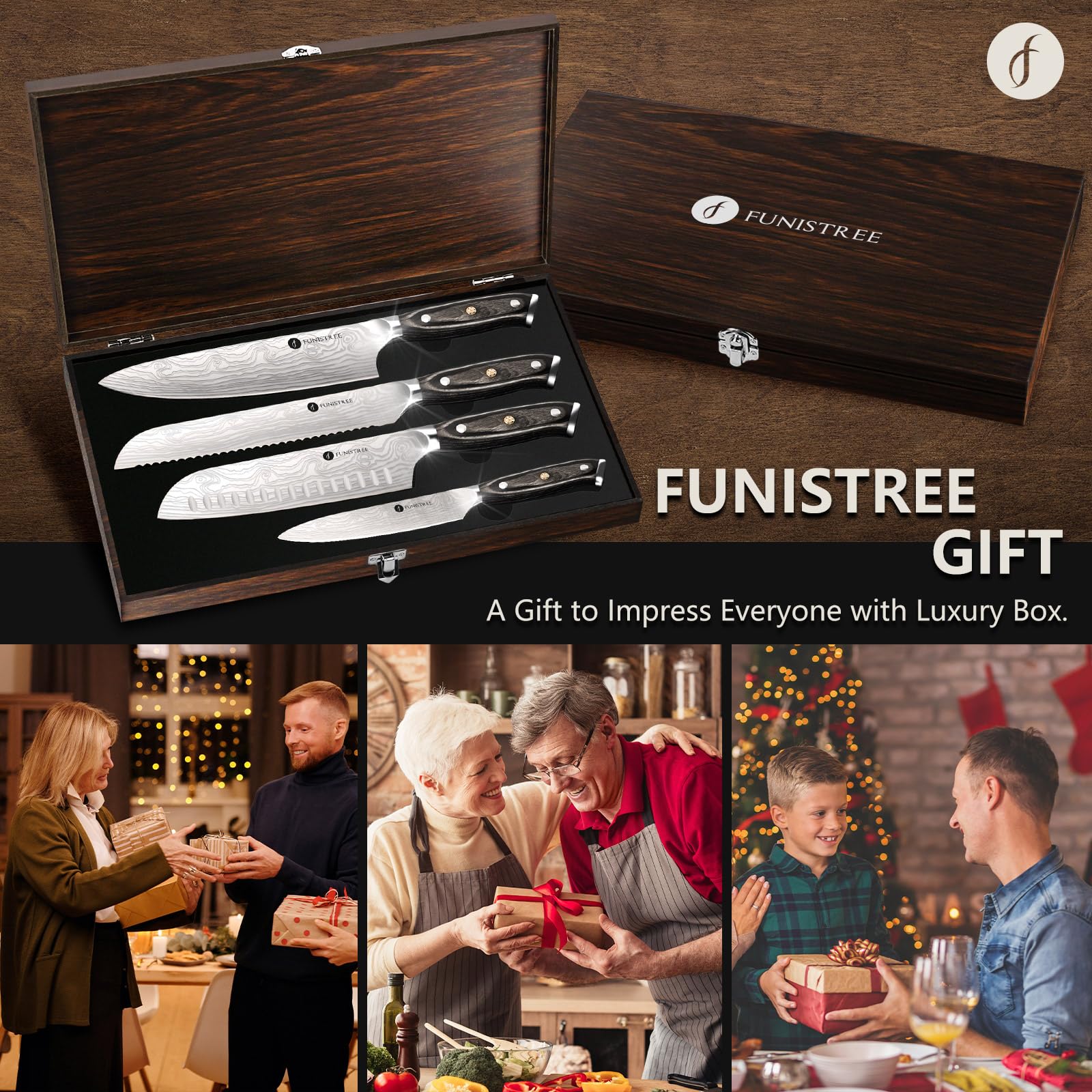 Funistree gift box knife set highlights premium craftsmanship.