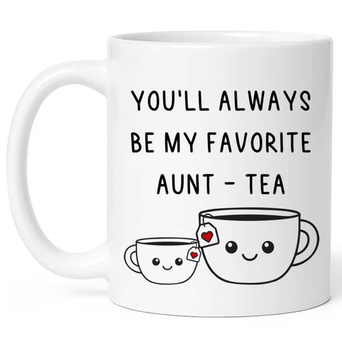 FUNITZ Aunt tea cup with festive Christmas design, ideal gift.
