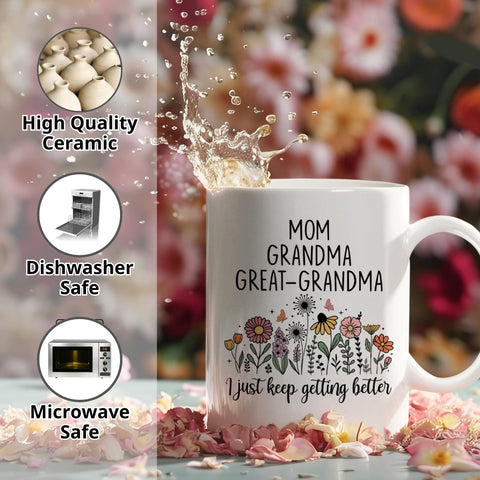 FUNITZ Great Grandma mug is dishwasher safe and microwave friendly for busy mornings