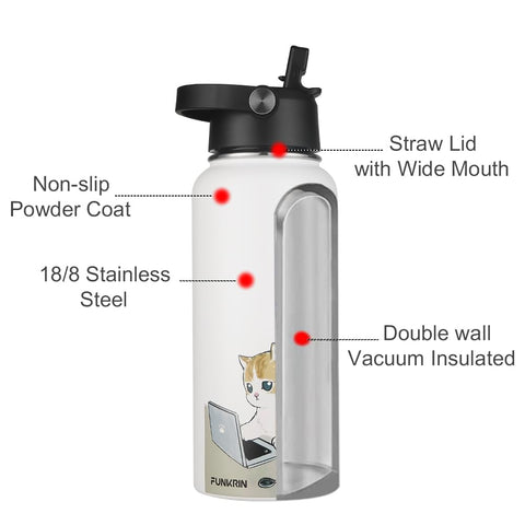 Funkrin 32oz bottle features matte powder coating and comfortable grip.