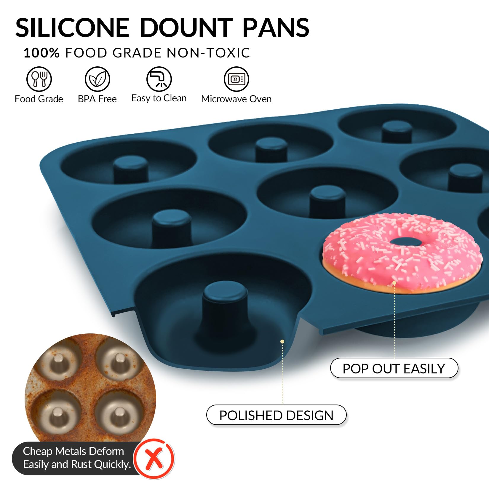 FUNLAVIE donut molds nonstick surface for easy release