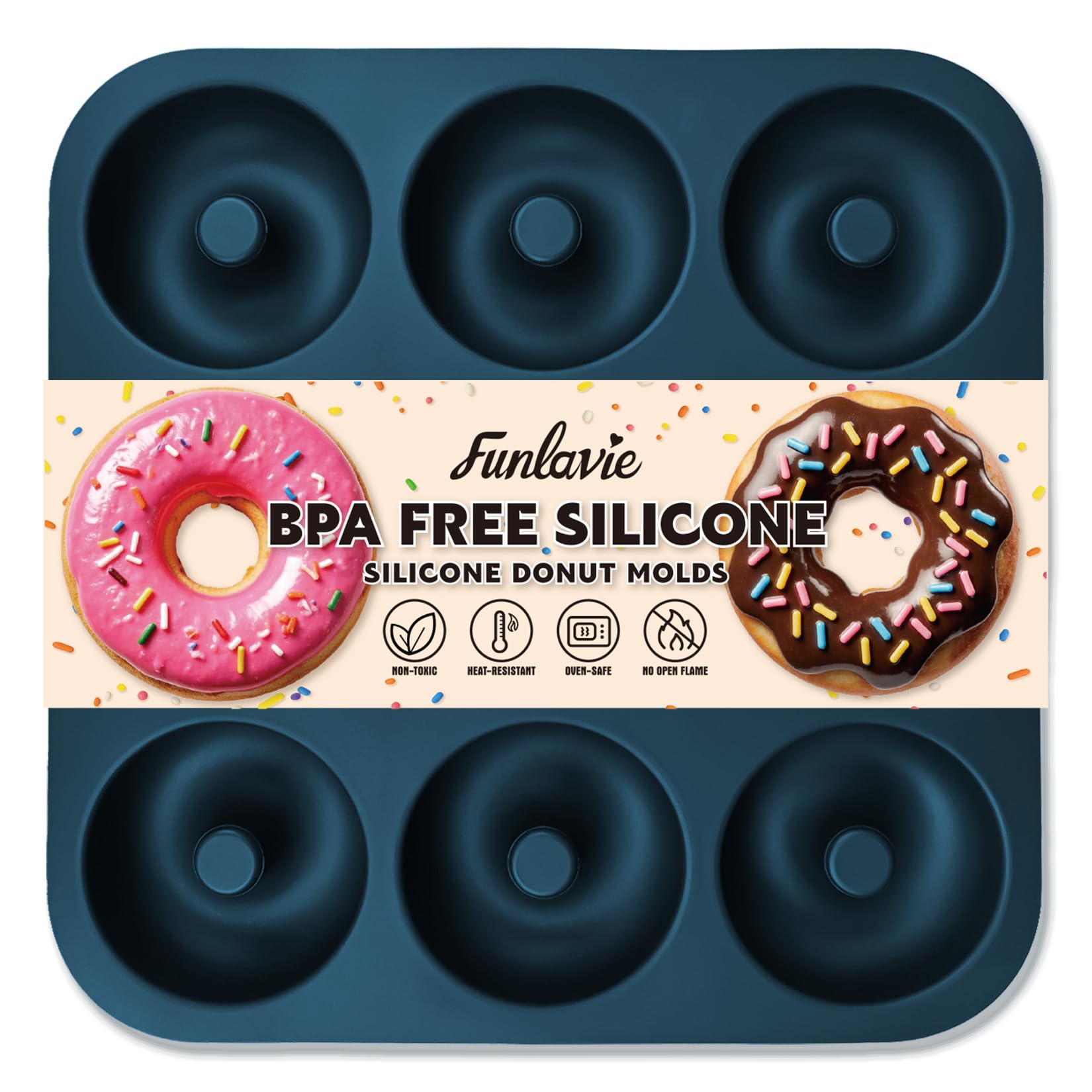 FUNLAVIE large donut pan with nine cavities for batch baking