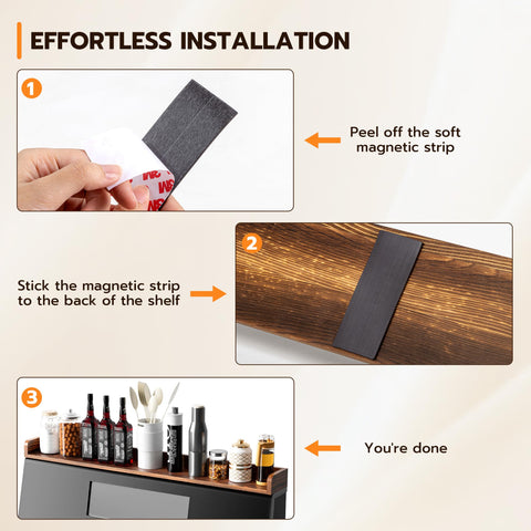 Fun Memories shelf mounted on wall for clutter-free kitchen storage