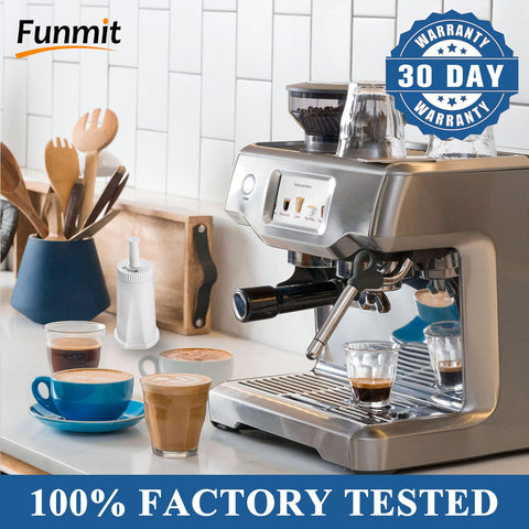 Funmit Breville filter in use illustrates clean water flow and enhanced aroma potential.
