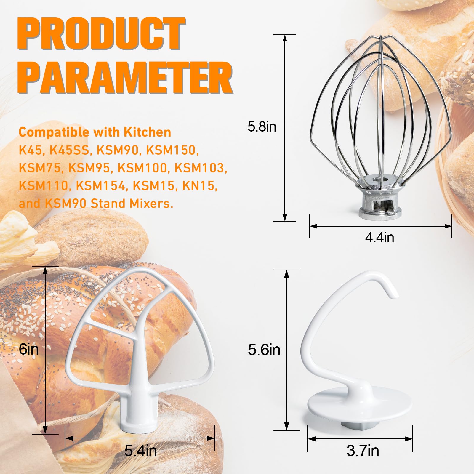 Funmit tilt-head compatibility ensures secure fit with popular KitchenAid models