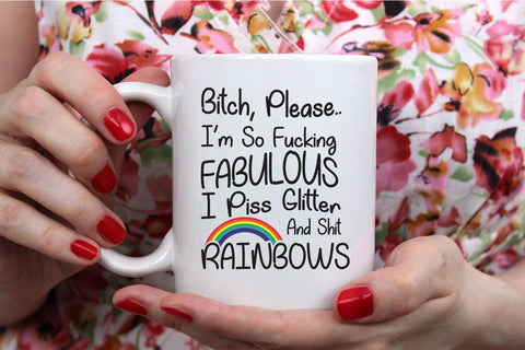 Funnwear Bitch Please mug ceramic closeup showing durable stoneware