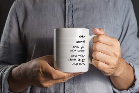 Funnwear Shh mug crafted in durable ceramic stoneware