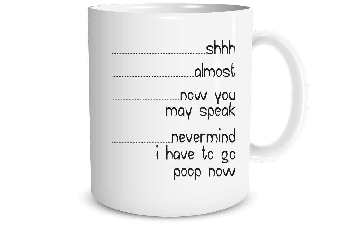 Funnwear Shh mug front view for lighthearted office humor