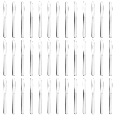 Funnydin 36-piece dinner knives set on dining table, ideal for everyday meals.