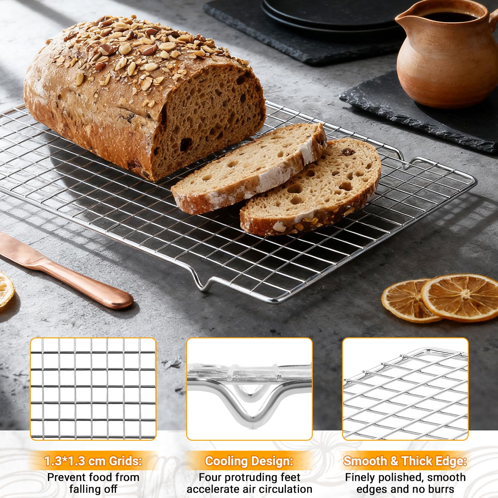 Funnydin cooling rack 14-7x10-4 inch promotes airflow for even cooling
