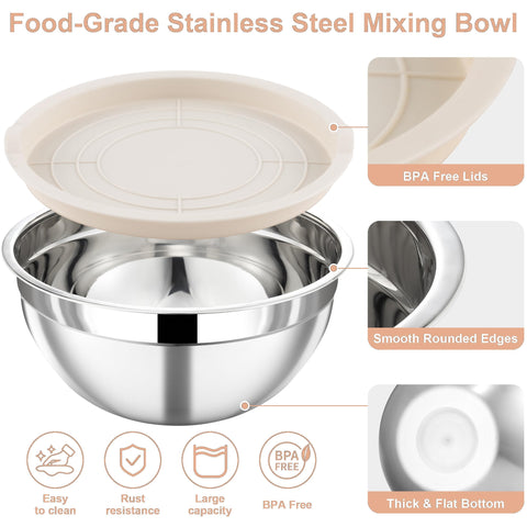 Funnydin khaki 1.1 qt bowl with mirror finish for easy cleanup