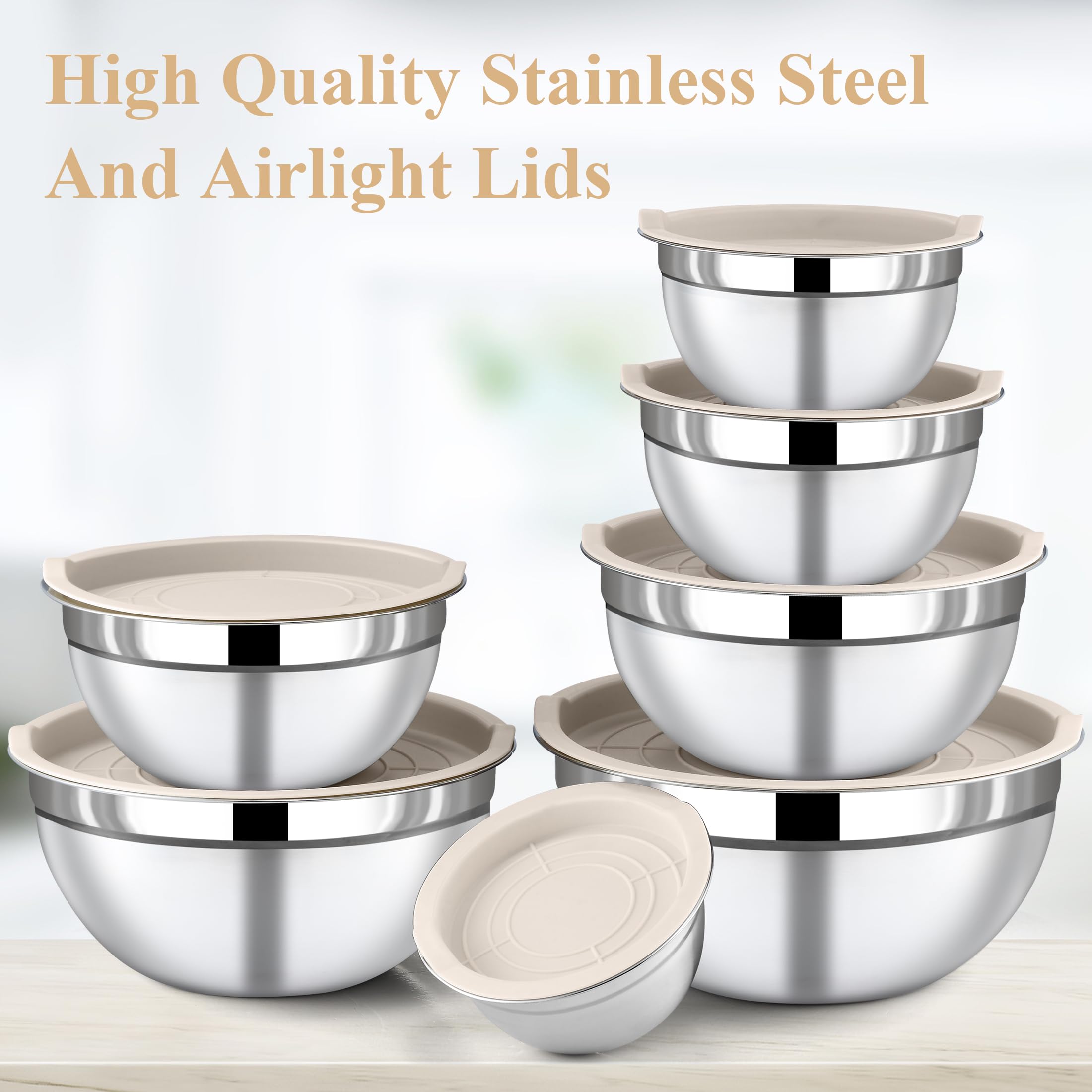 Funnydin khaki 3.5 qt bowl ideal for large mixing and prep