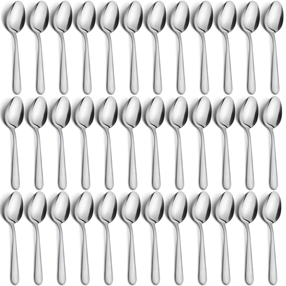 Funnydin 36-piece tea spoons set, mirror-polished finish, ideal for daily use and entertaining.