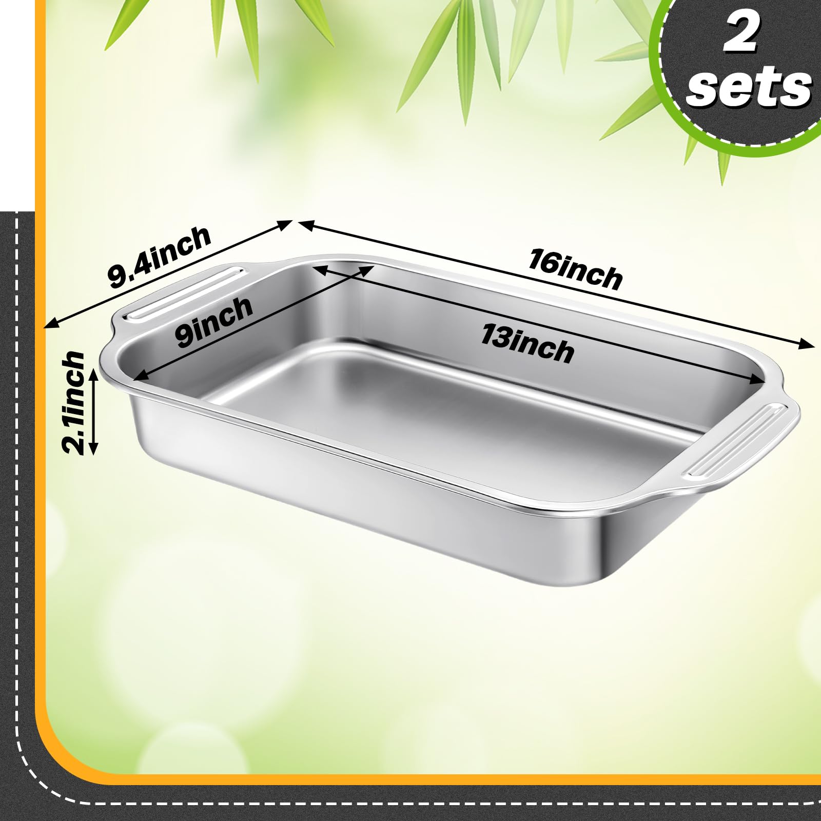 Rectangle bakeware 9x13 for cakes, brownies, casseroles