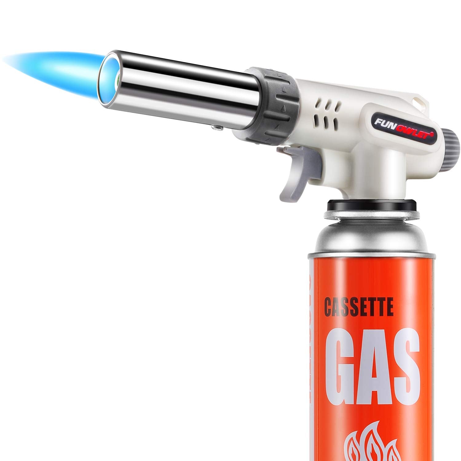 FunOwlet adjustable flame kitchen torch enables precise caramelization.