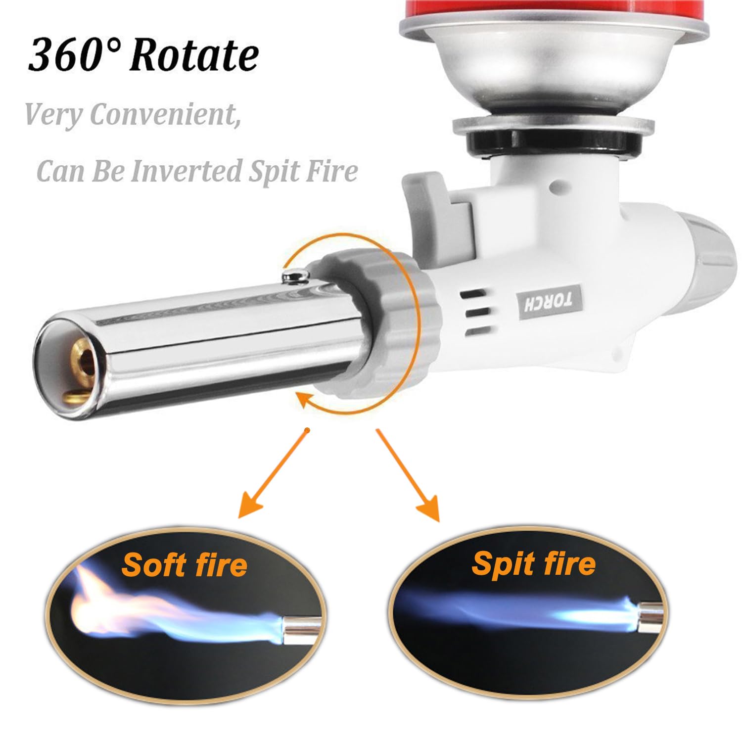 FunOwlet 360-degree reverse-use torch suited for overhead finishing