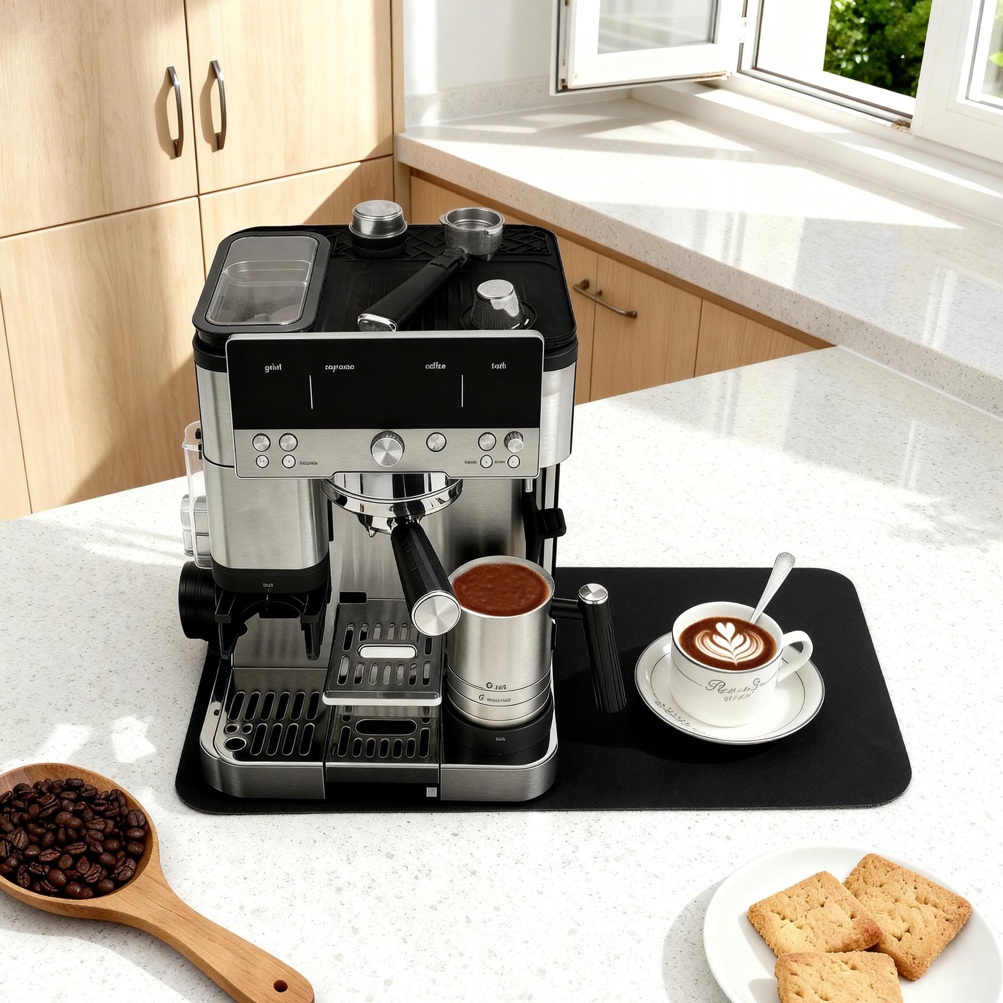 Funria countertop drying mat under ES601 reduces clutter