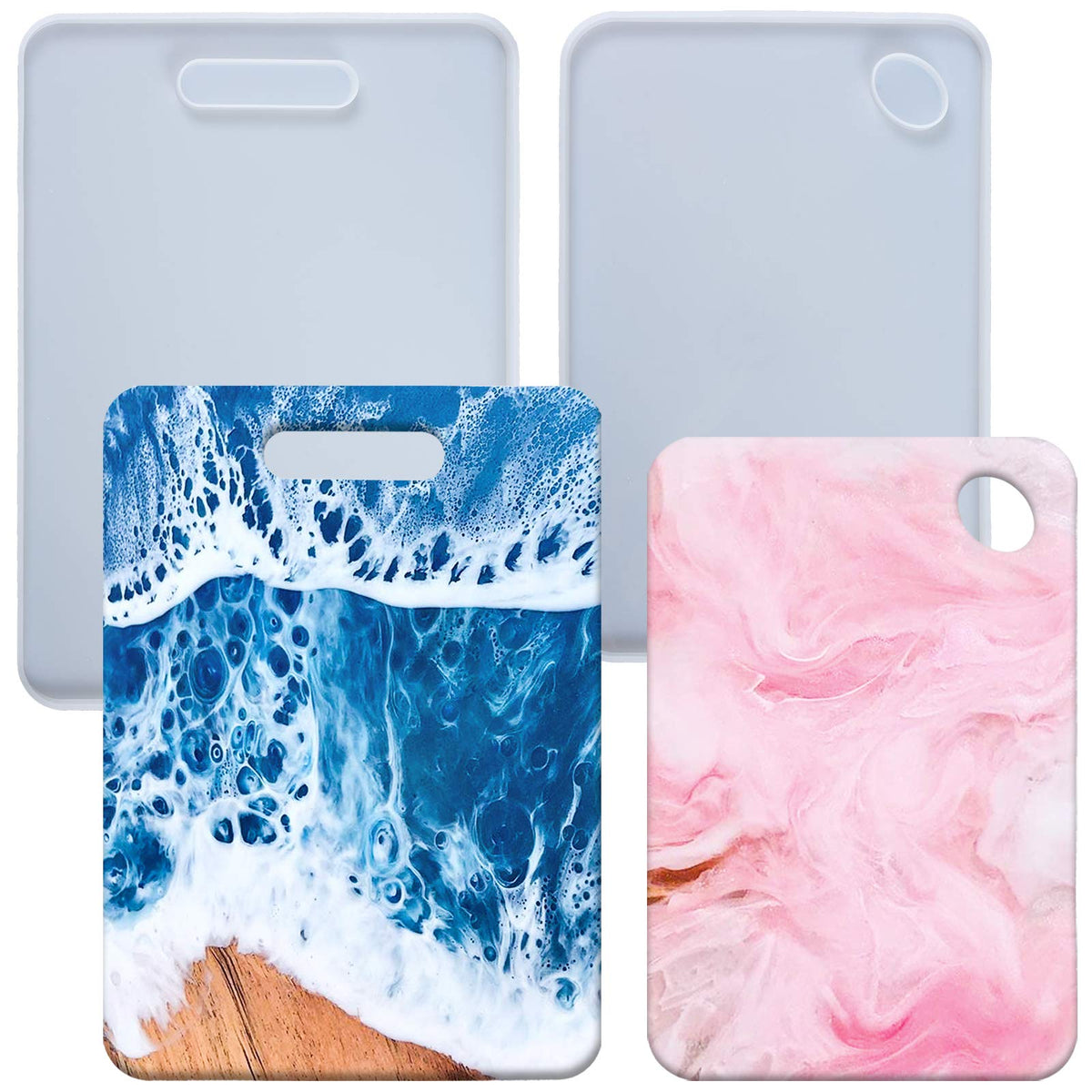 FUNSHOWCASE cutting board epoxy mold in rectangular shape for serving trays, durable and reusable