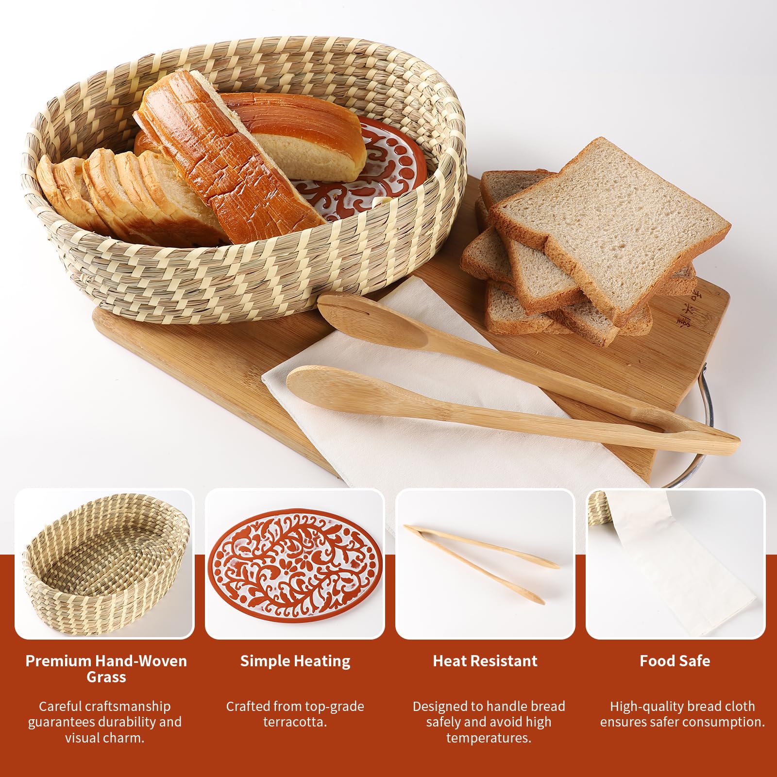 Funsky bread towels paired with the warmer for quick cleanup and presentation