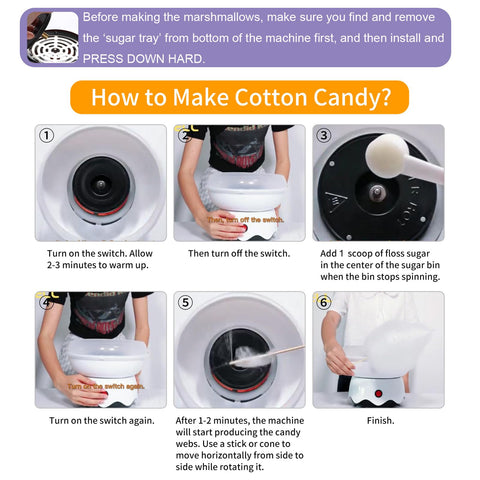 FUNTELL mini cotton candy maker operating shot highlights quiet, family-friendly performance.