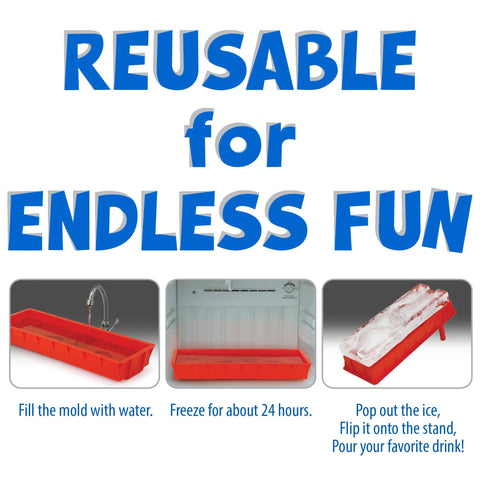 Funwares Ice Luge mold demonstrates reusable design for repeated party uses.