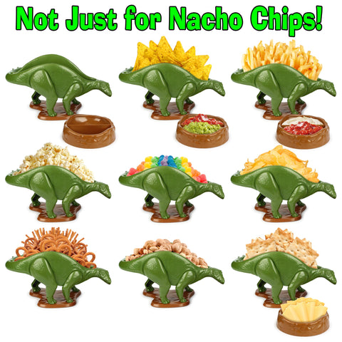 Funwares Nachosaurus serving dish highlights integrated dip compartments for easy sharing.