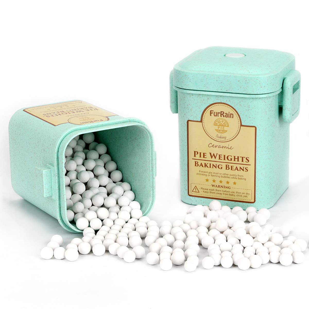 FurRain ceramic pie weights 10mm on crust for even blind baking