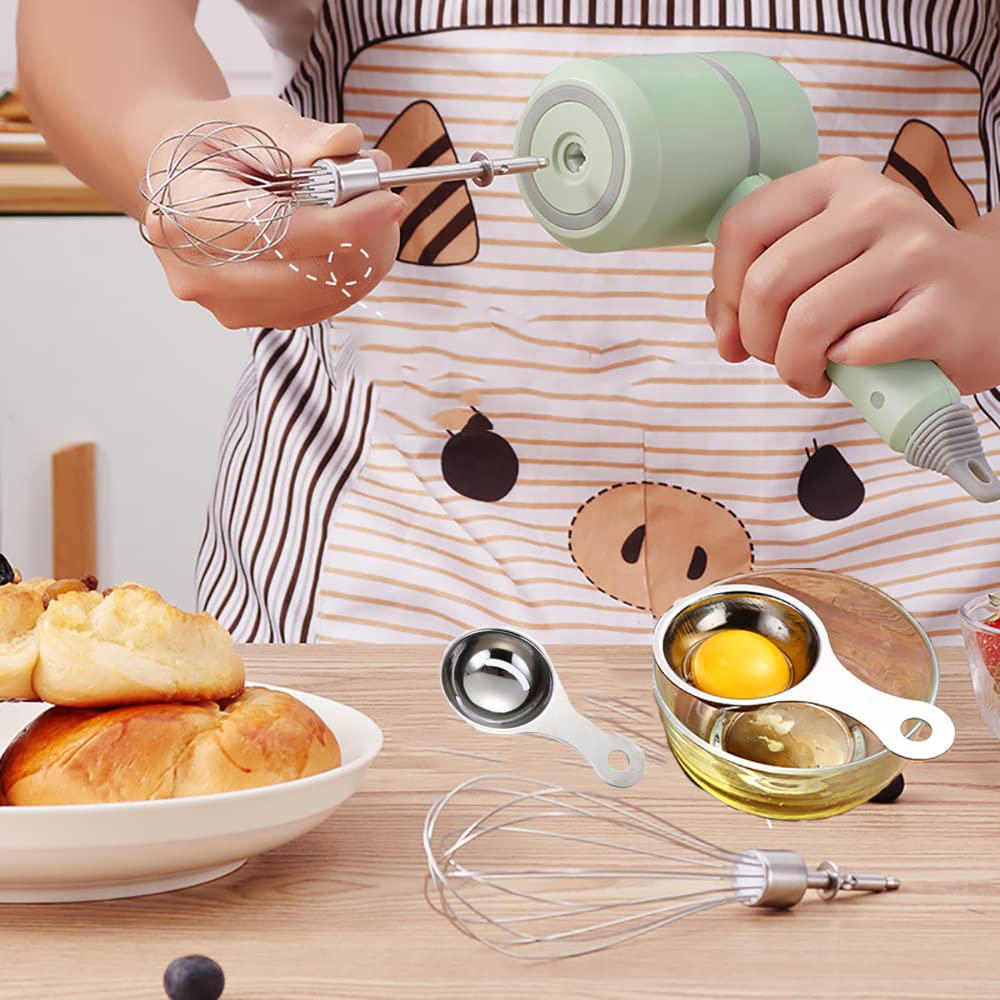 FURVOCHY hand mixer twin whisks included for fluffy batters and creams.