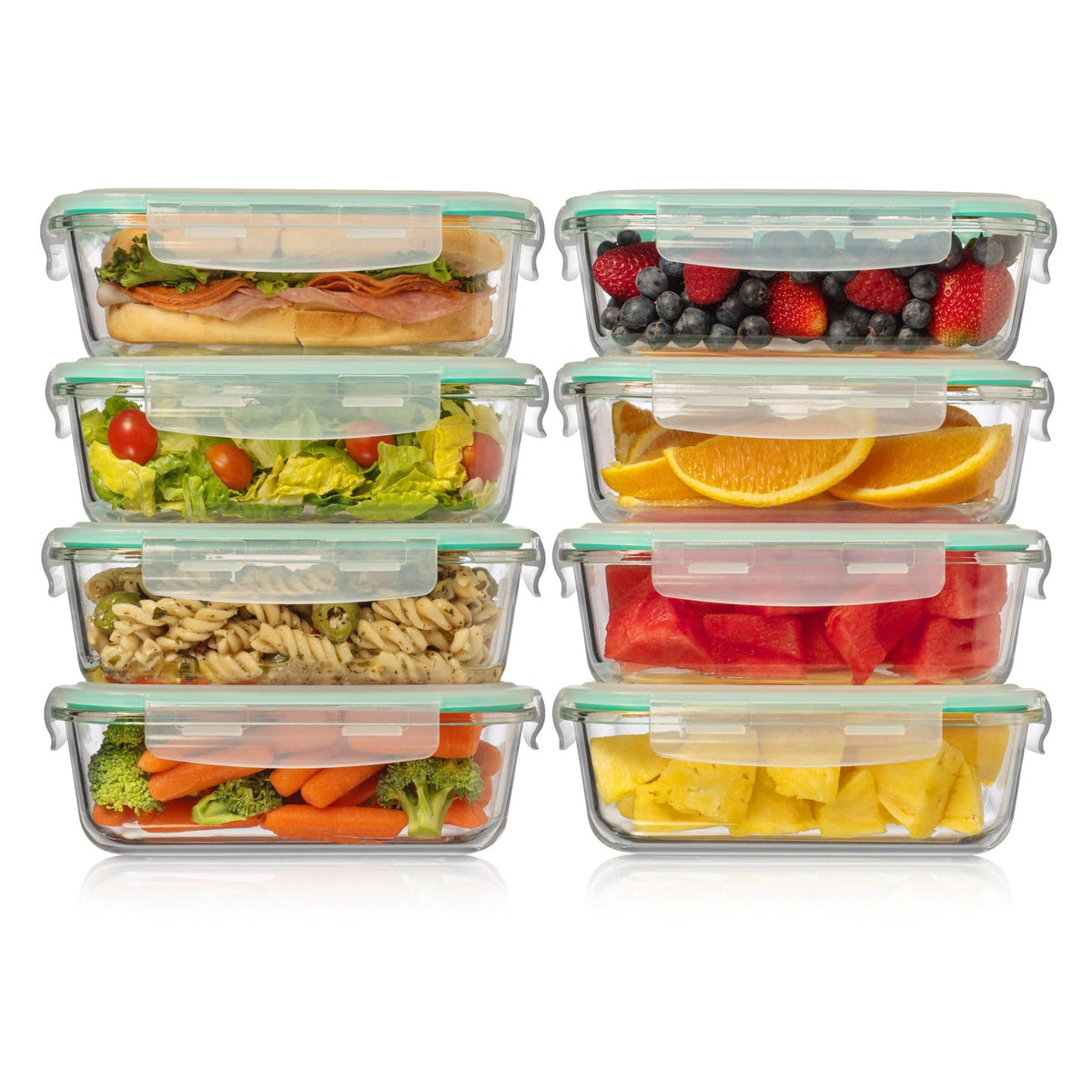 Fusion Gourmet 8-pack glass containers with lids for organized meal prep