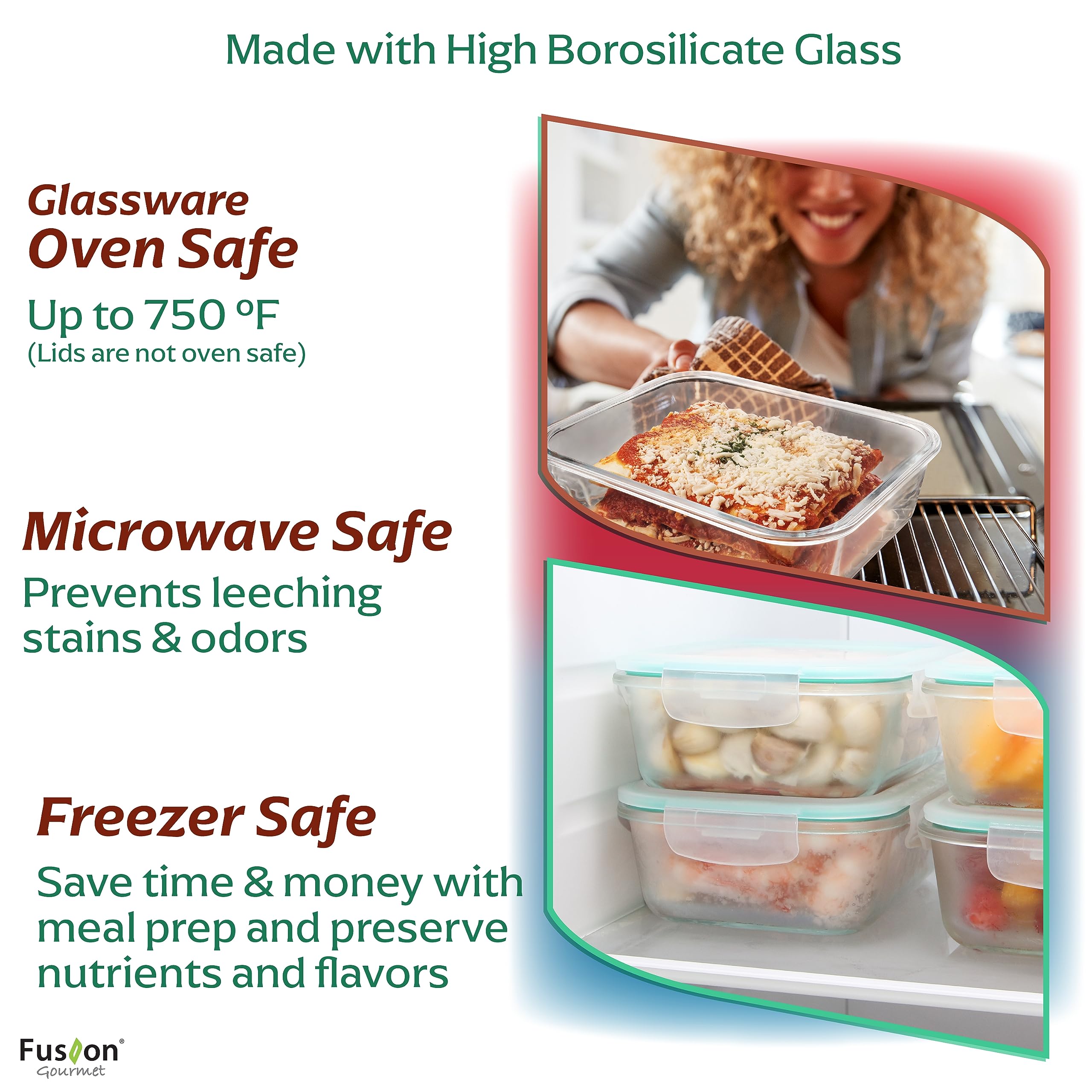 Close-up of Fusion Gourmet airtight snap lid securing spills.