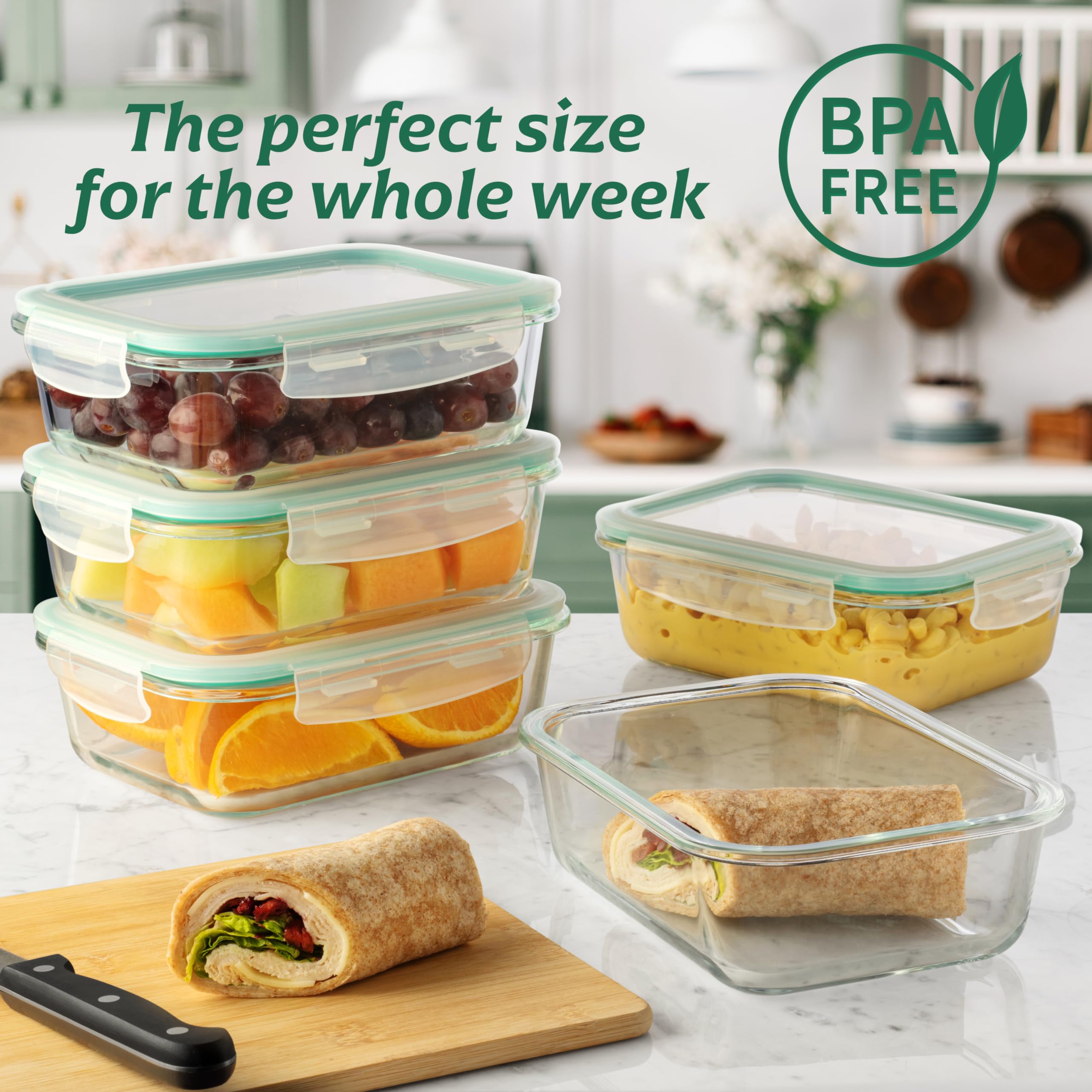 Fusion Gourmet airtight snap lids securely seal to prevent spills