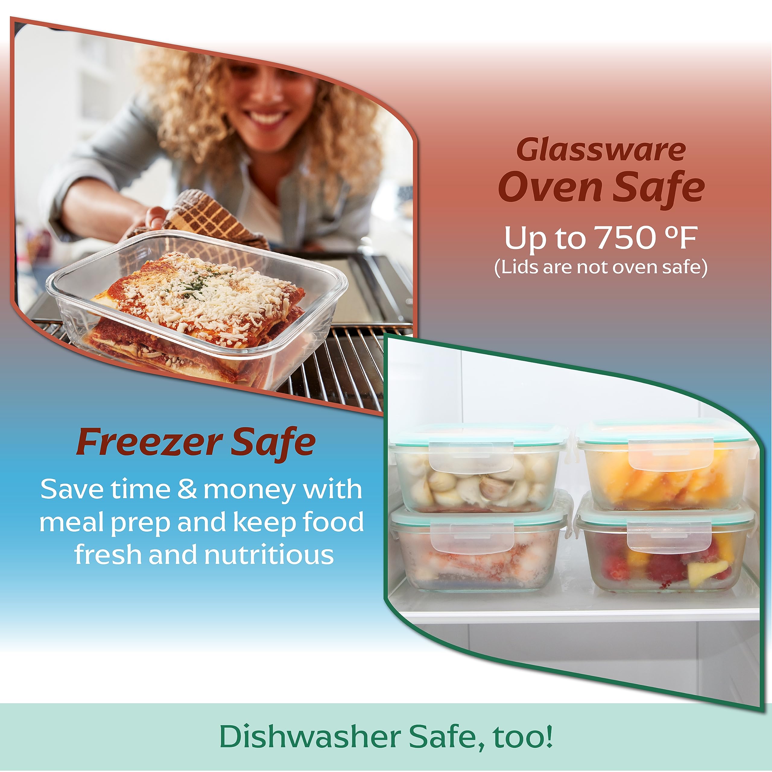 Fusion Gourmet glass square small container with tight seal for on-the-go options.