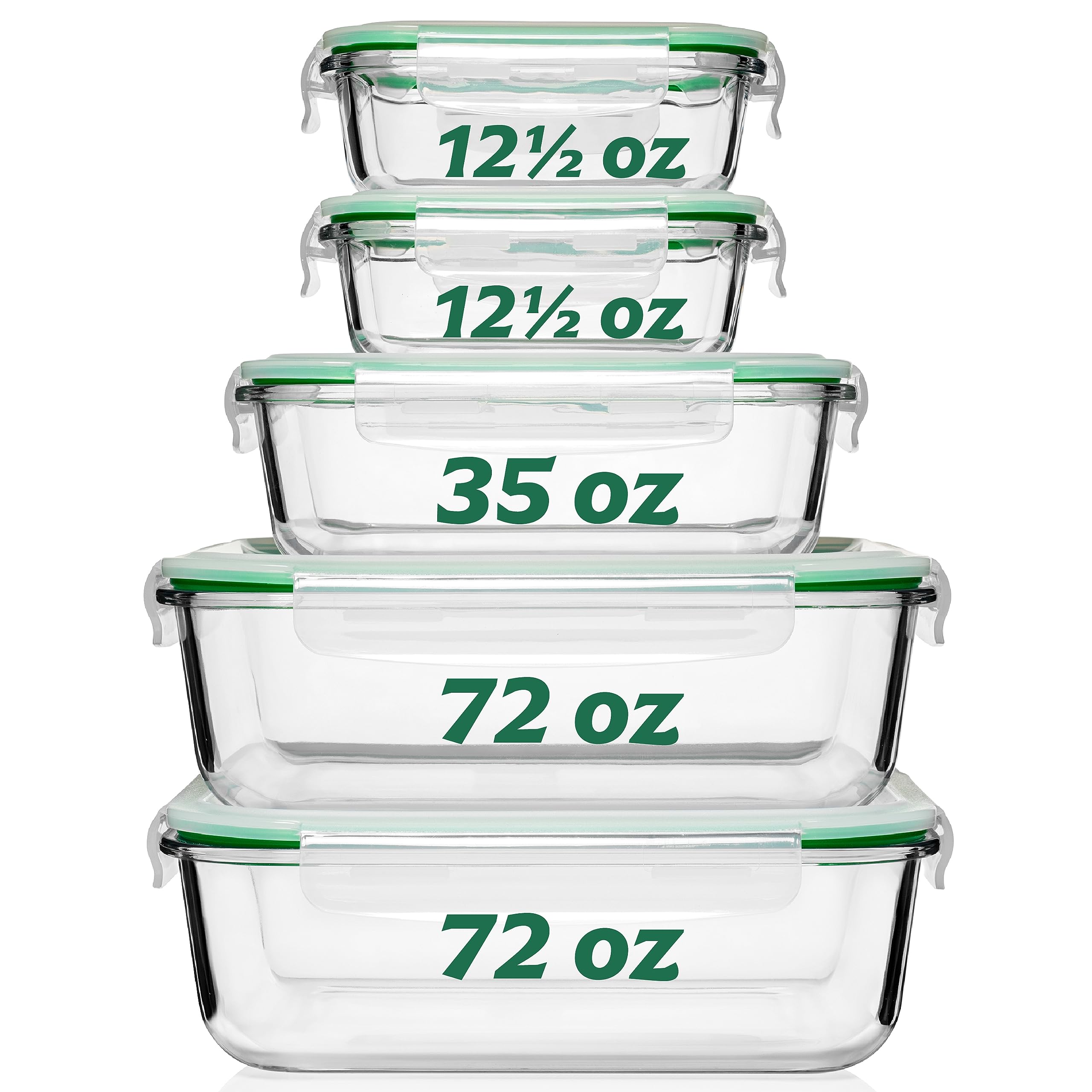 Fusion Gourmet 72oz glass container with airtight lid for meal prep.