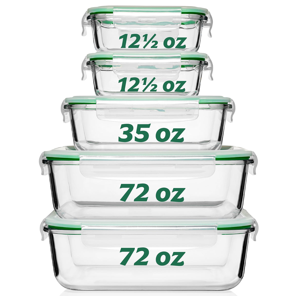 Fusion Gourmet 72oz glass container with airtight lid for meal prep.