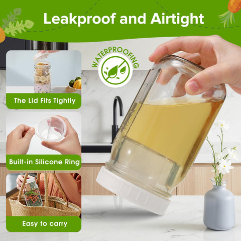 Fusnugk leak-proof lid provides airtight seals for fresher salads and sauces.