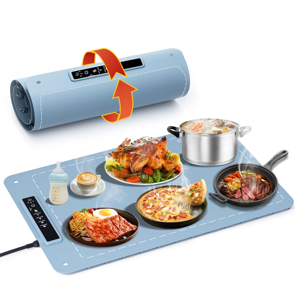 Fussion Food Warming Mat demonstrates full-surface heating across the tray.
