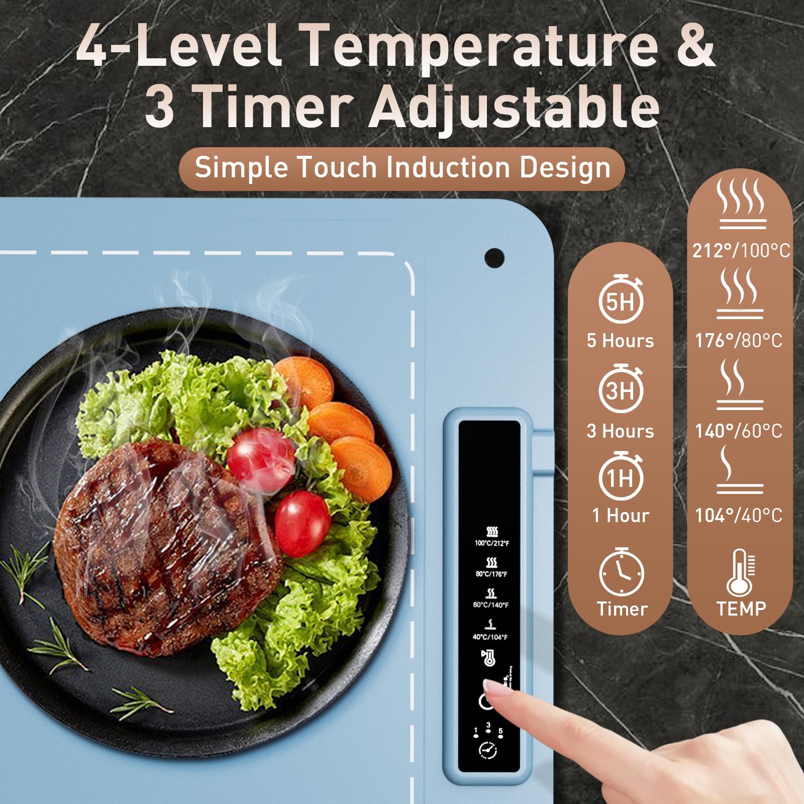 Fussion mat with clear temperature settings for precise heat control.