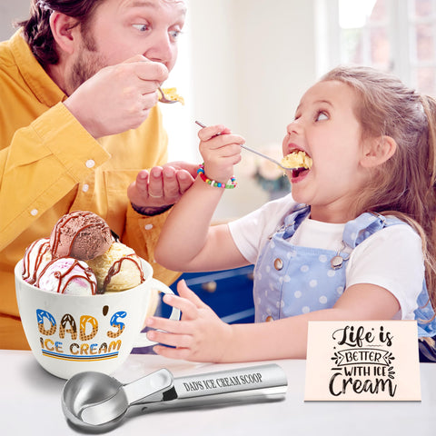 FUTBU ice cream scoop with Dad's Ice Cream label for perfect scoops.