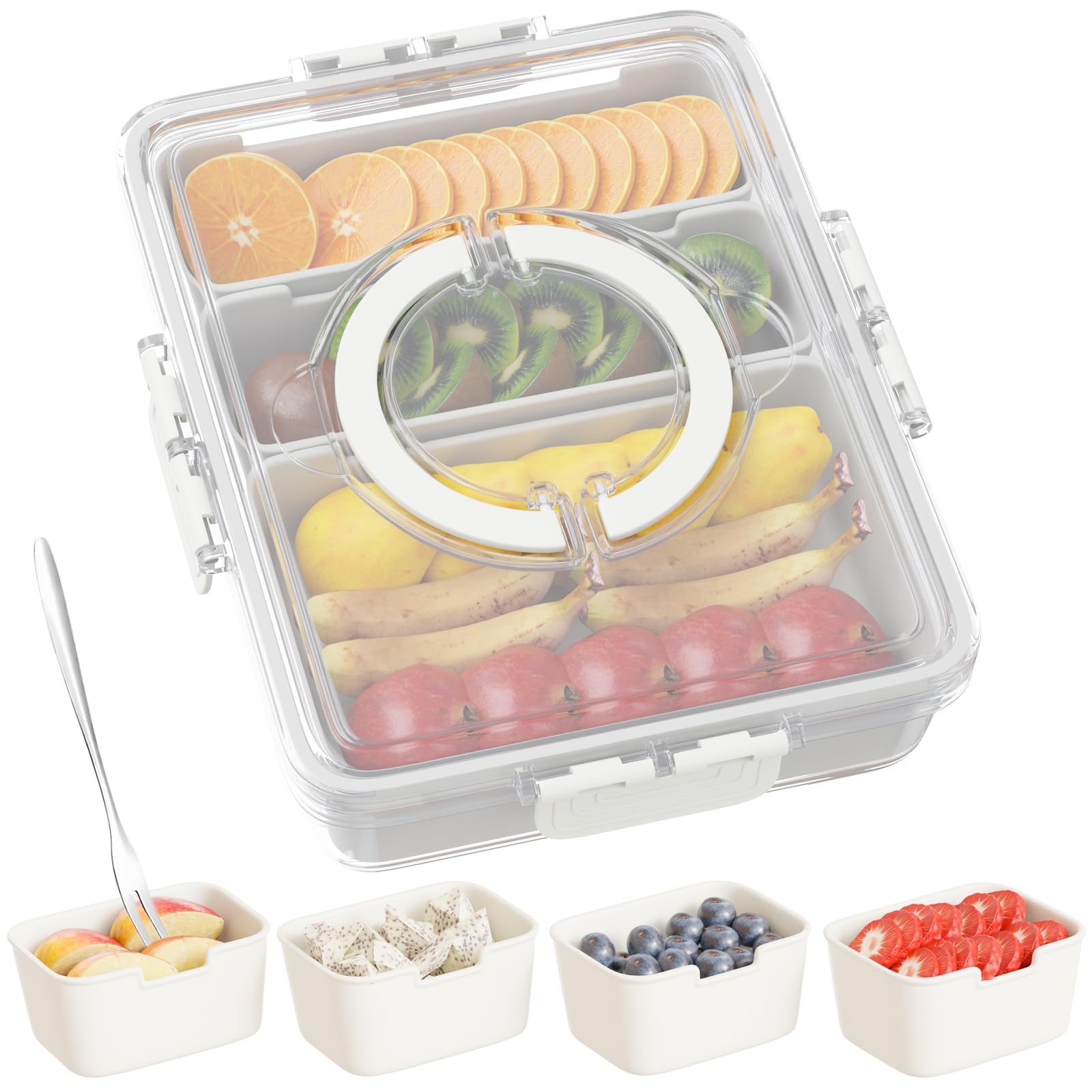 Futego Snackle Box with 7 compartments and lid keeps snacks organized on the go.