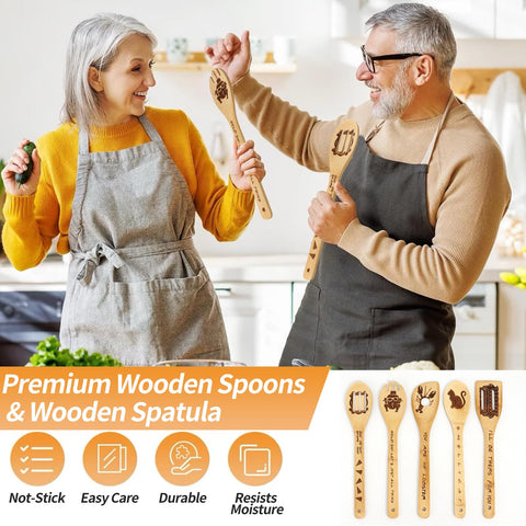 FUTERLY Friends wooden spatula with slotted design for versatile use
