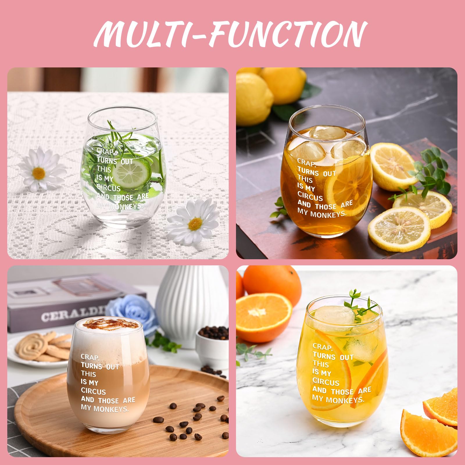 Futtumy Christmas gift for mom glass, festive look for holiday celebrations