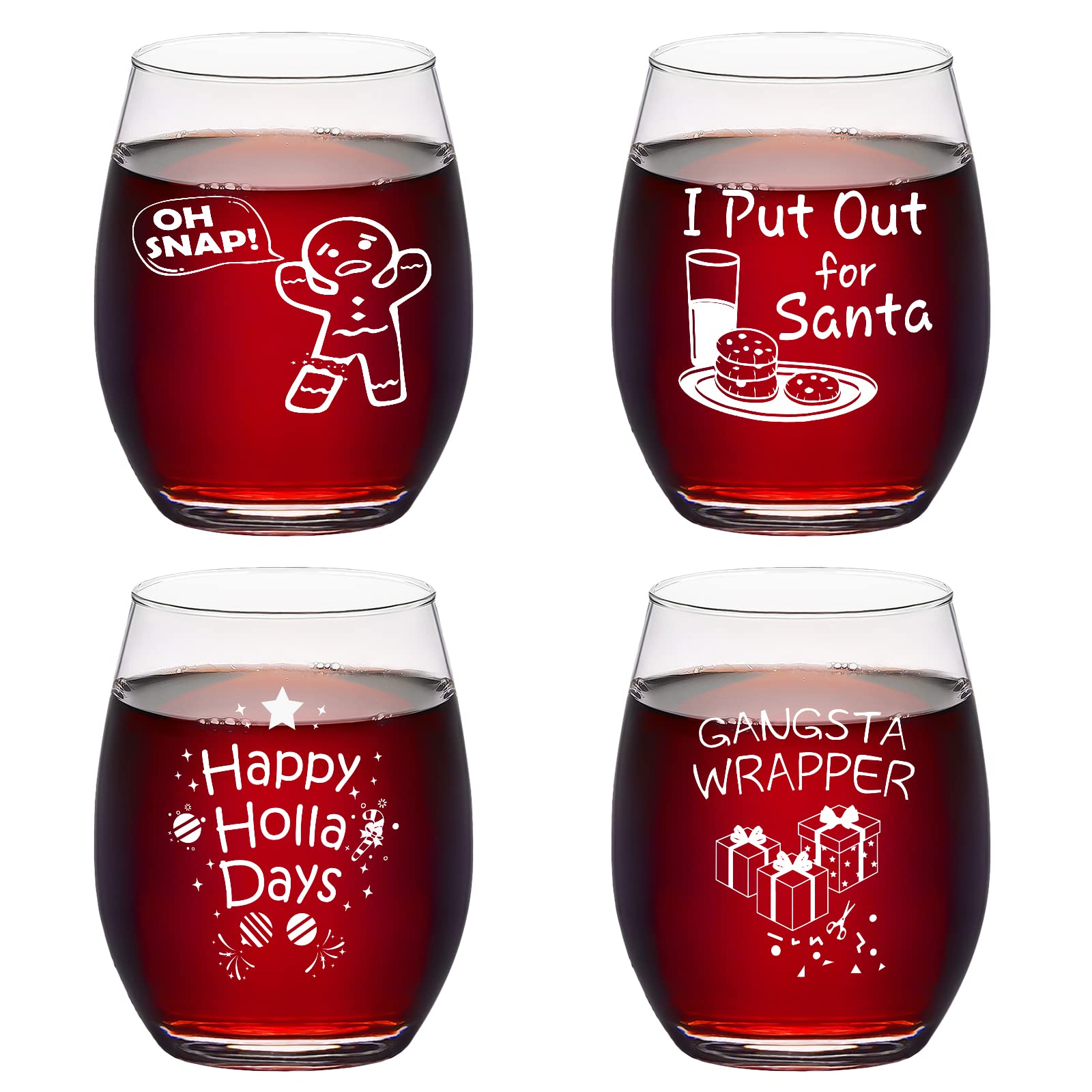 Futtumy Christmas stemless glass with gingerbread pattern for festive entertaining.
