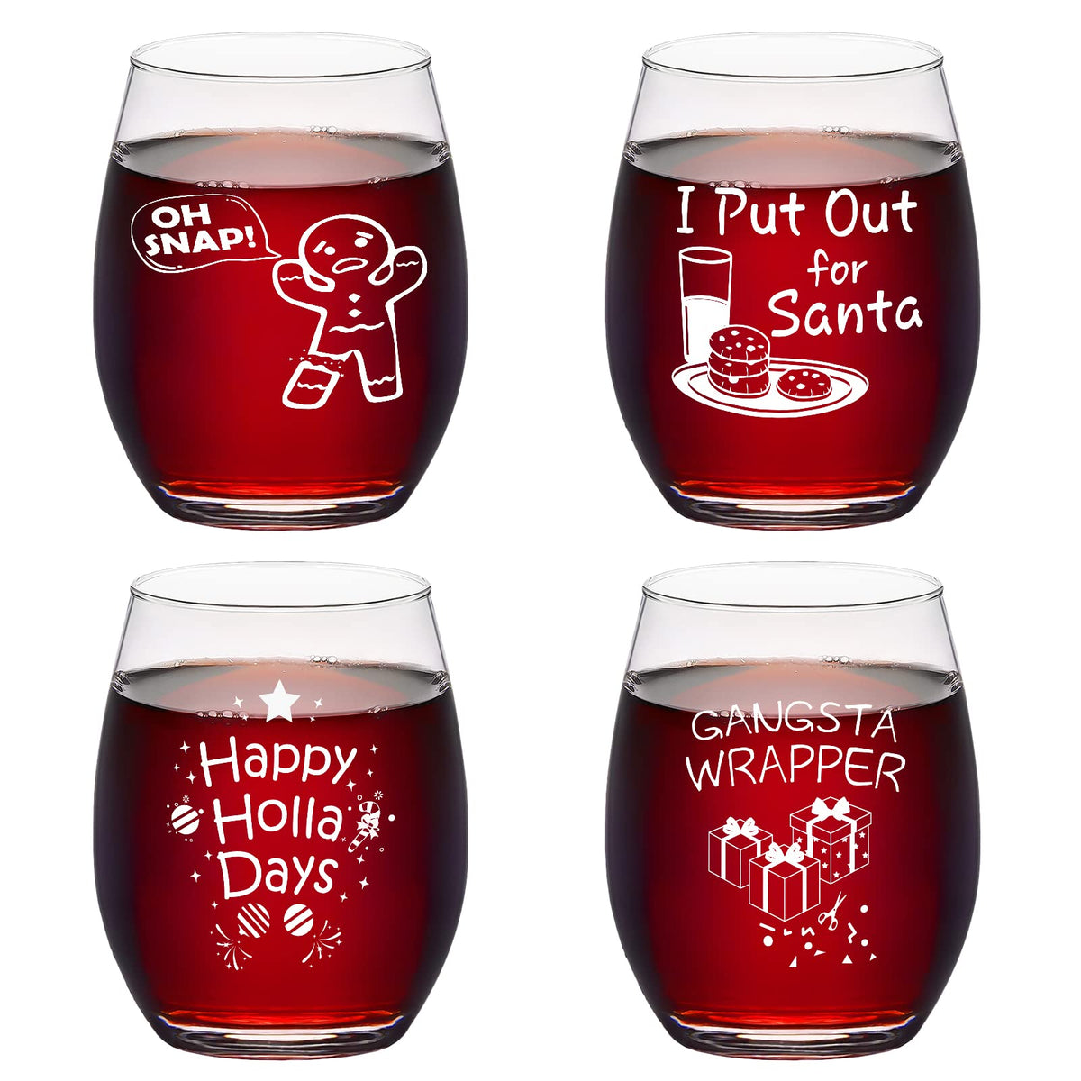 Futtumy Christmas stemless glass with gingerbread pattern for festive entertaining.