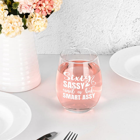 Futtumy sixty-sassy wine glass back view showing curved body.