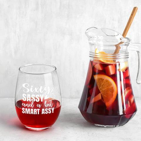 Futtumy sixty-sassy wine glass filled with wine for stylish at-home entertaining.