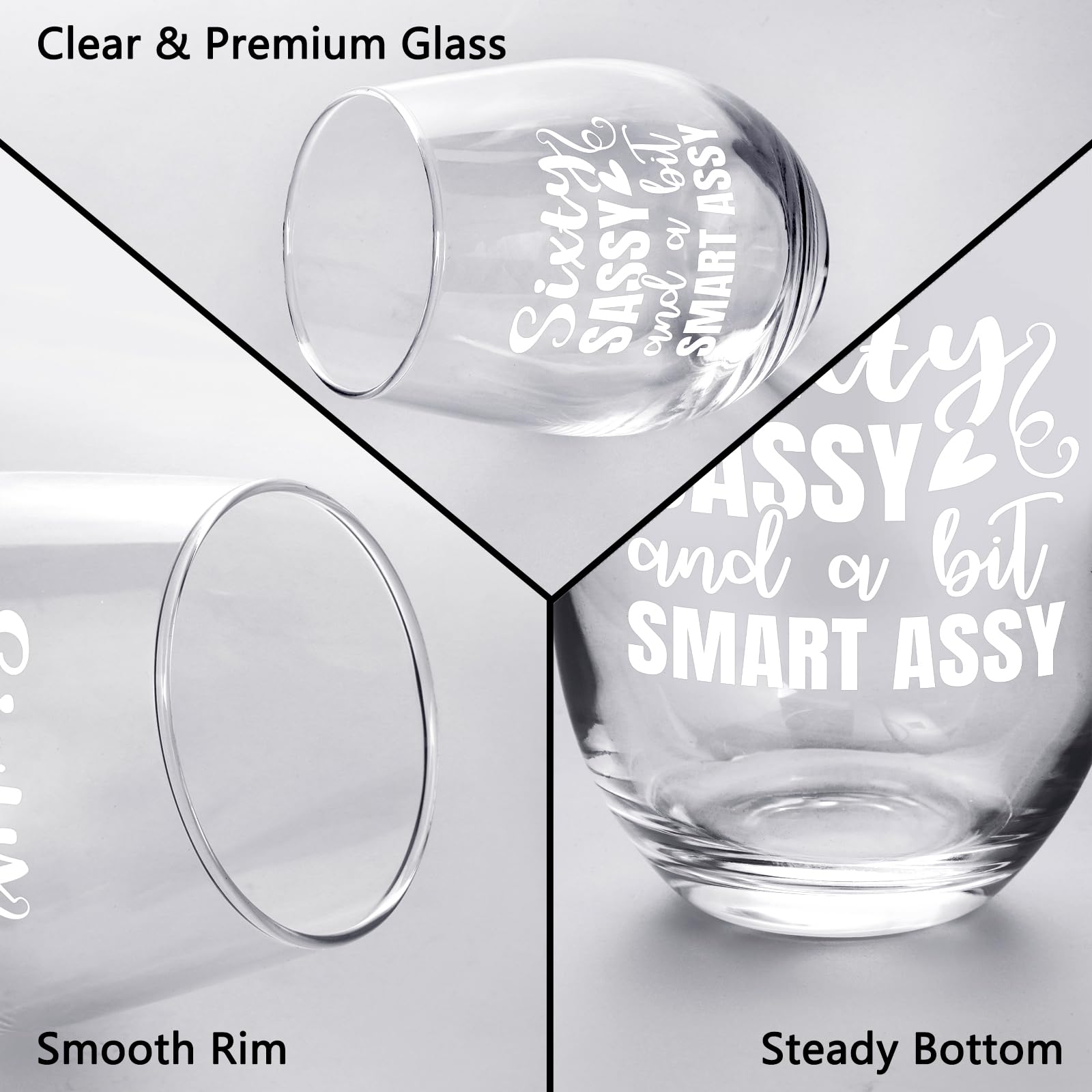 Futtumy sixty-sassy wine glass at a party setting for toasts.