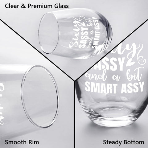 Futtumy sixty-sassy wine glass at a party setting for toasts.