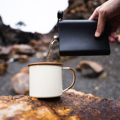 Future Hydrate American Flag Flask in travel setup for compact portability