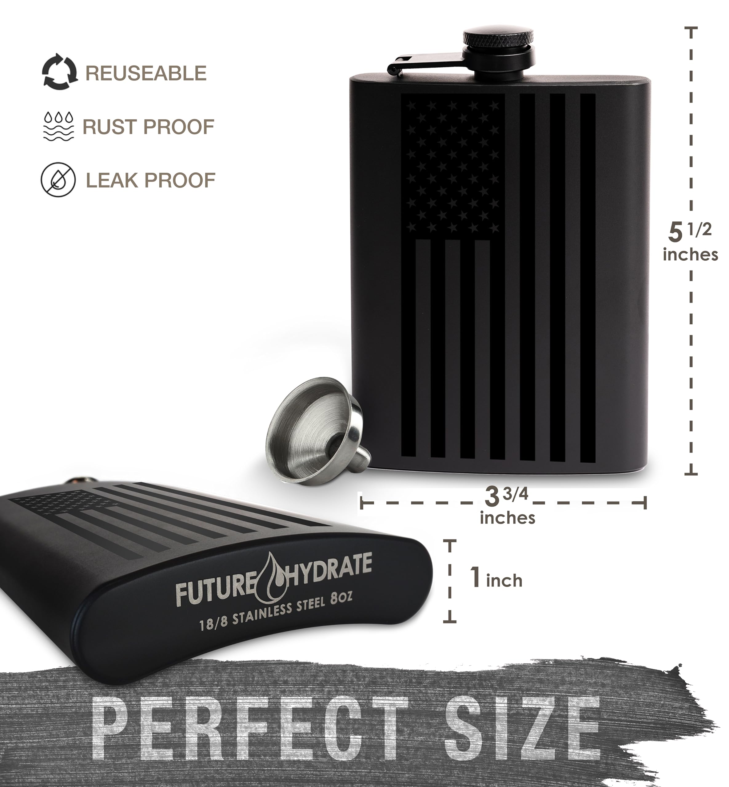 Future Hydrate flask includes bonus funnel for clean filling